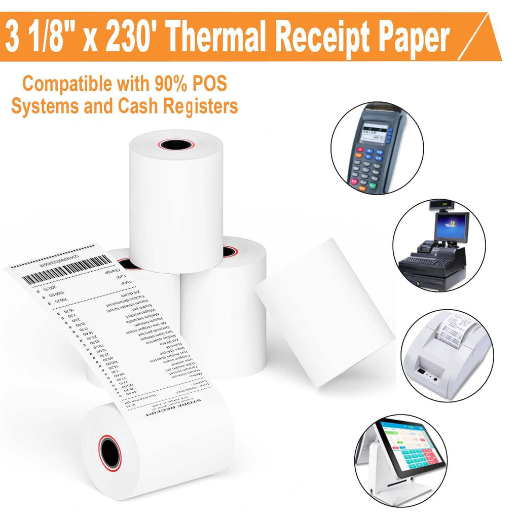 Coopaty 3 1/8 in x 230 ft Thermal Receipt Paper for POS Register (10 Rolls)