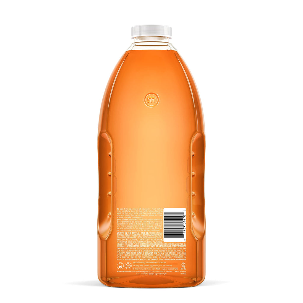 Method Hardwood Floor Cleaner, Squirt + Mop Refill, Use as Laminate or Sealed Wood Floor Cleaner, Almond Scent, 2 Liter Bottle, 1 Pack, Packaging May Vary