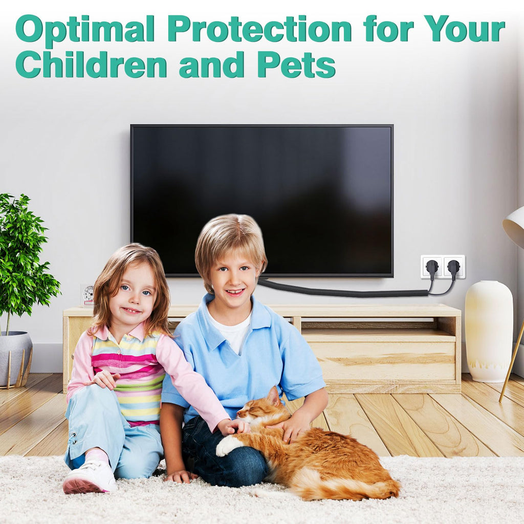 UOMTFAI Cord Protector from Cats Dogs 25ft 1/2 Inch, Flexible Cable Sleeve for Cable Management, Cable Cord Organizer Protect Cords from Pets Chewing, Black