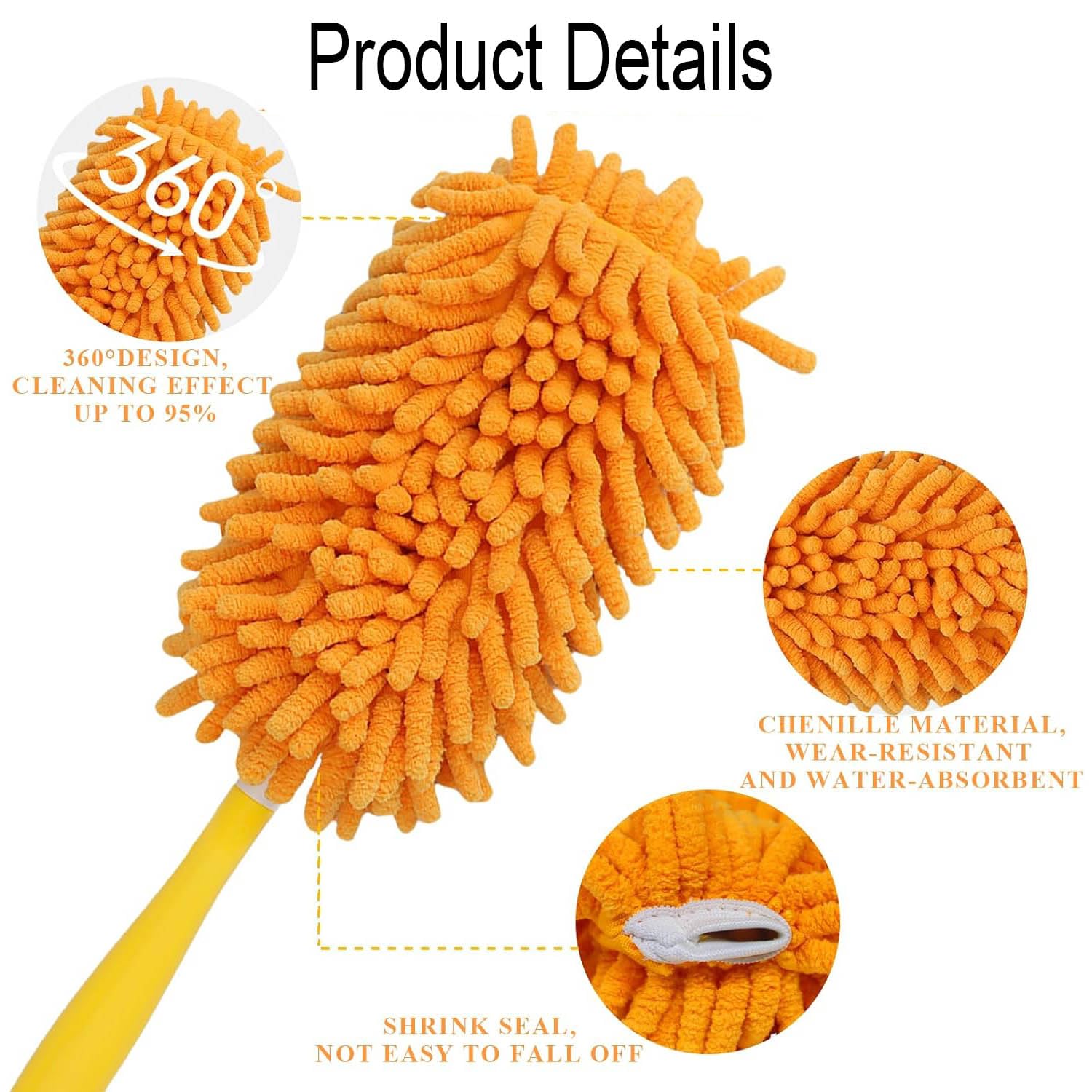 WADY 6 Pack Microfiber Duster Refills for Hand Duster - 360° Reusable Heavy Duty Dusting Pads for Ceiling Fans, Furniture & Household Cleaning (Handle Not Included)