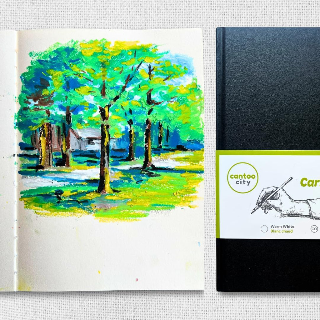 Cantoo City A4 Sketchbook, Professional Grade Black Hard Cover Sketch book, Art Drawing Book,Wood Free Warm White Paper Sketch Pad, Dry Media 100 Pages -160g/M² (108 Lb)