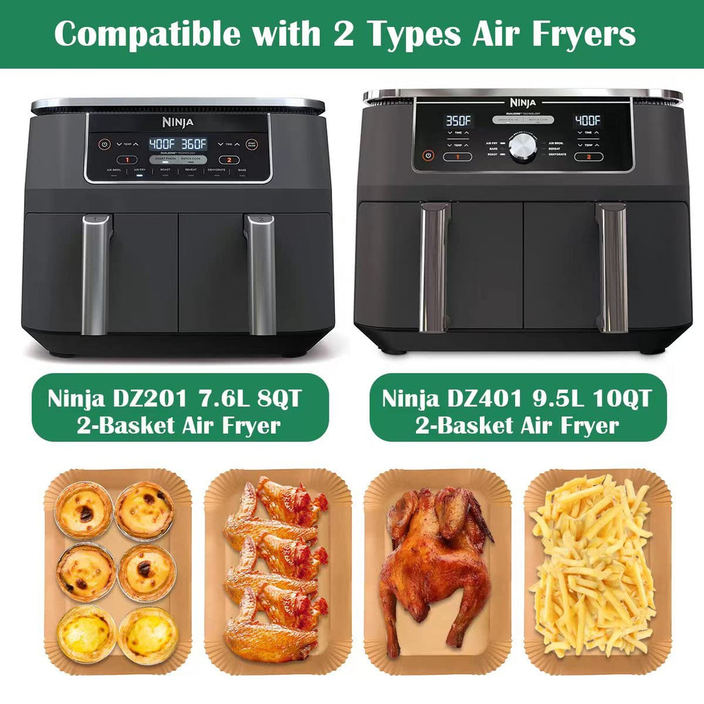 Ninja Dual Air Fryer Parchment Paper Liners - Disposable Airfryer Liner Accessories for Ninja Foodi Dual Air Fryer DZ201/DZ401