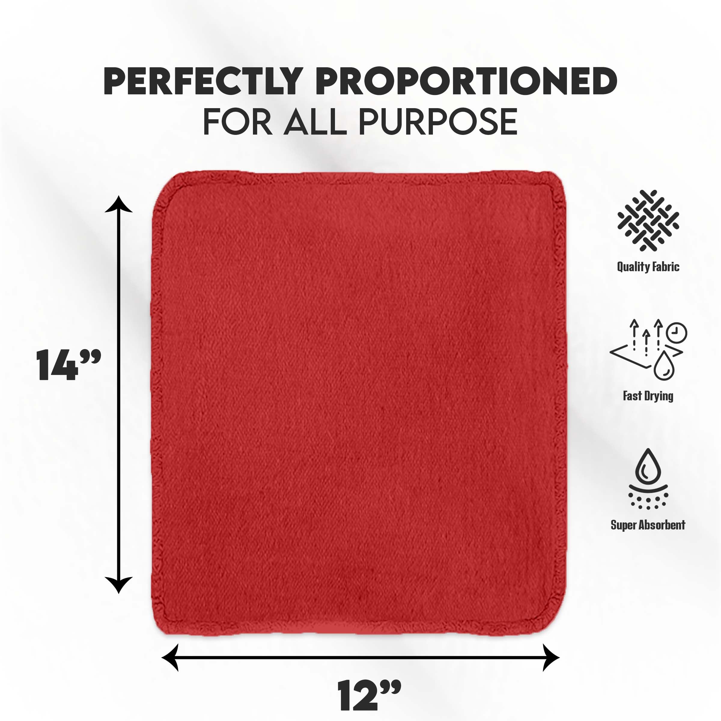 CH Cotton Shop Towel – Absorbent Shop Towels (14" x 12" - Pack of 100 - Red) Multipurpose Cleaning Towels for Automobiles, Industries, Garages, and Homes