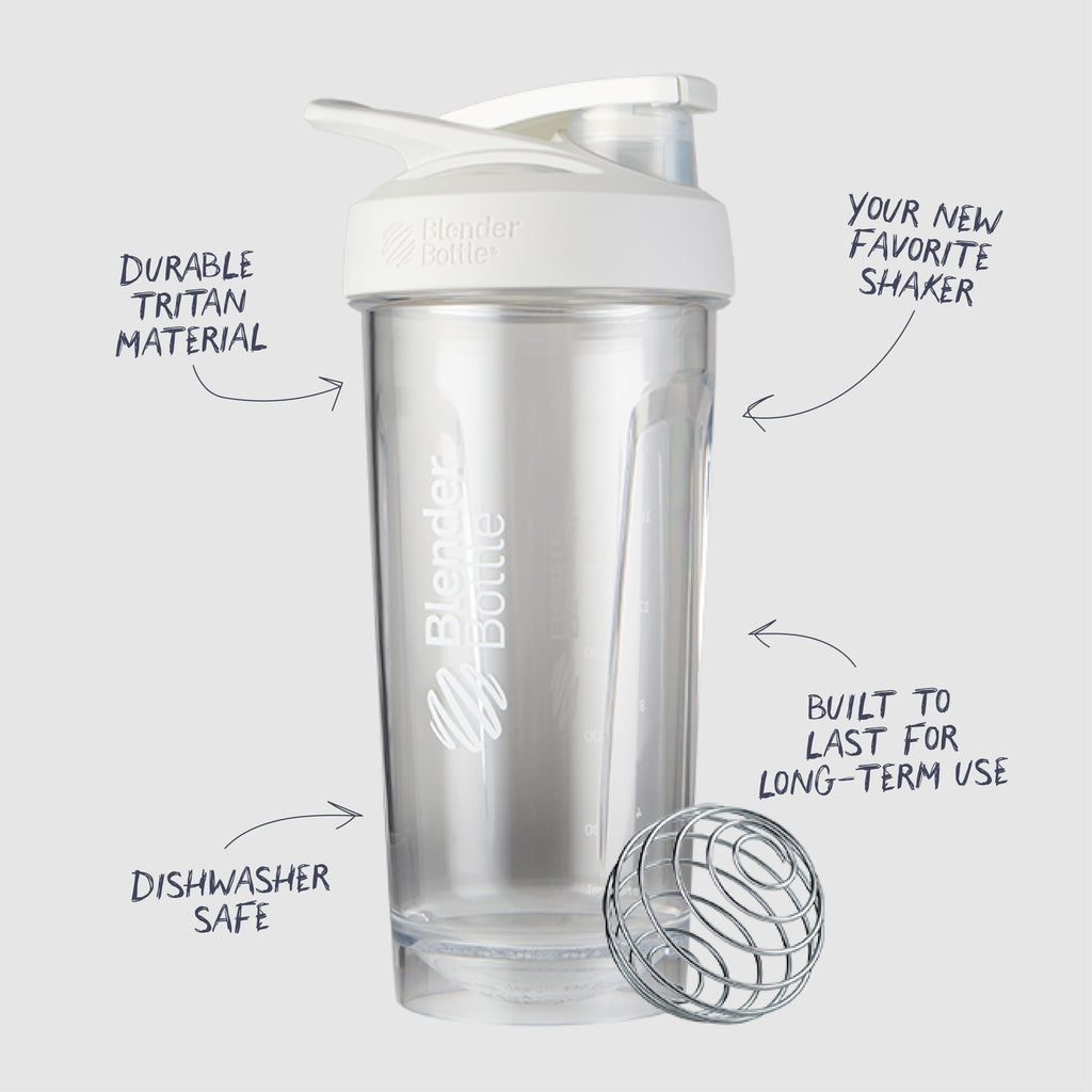 BlenderBottle Strada Shaker Cup Perfect for Protein Shakes and Pre Workout, 28-Ounce, White