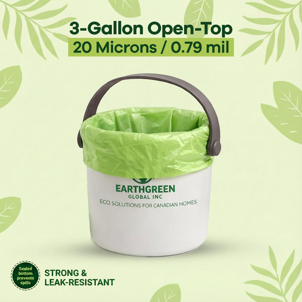EarthGreen 100 Extra Strong Compost Bags 11L (3 Gallon) – Leak Resistant Food Waste Kitchen & Green Bin Liners Leak-Resistant Compost Bags for Countertop Bin & Small Green Bin Bags BPI certified