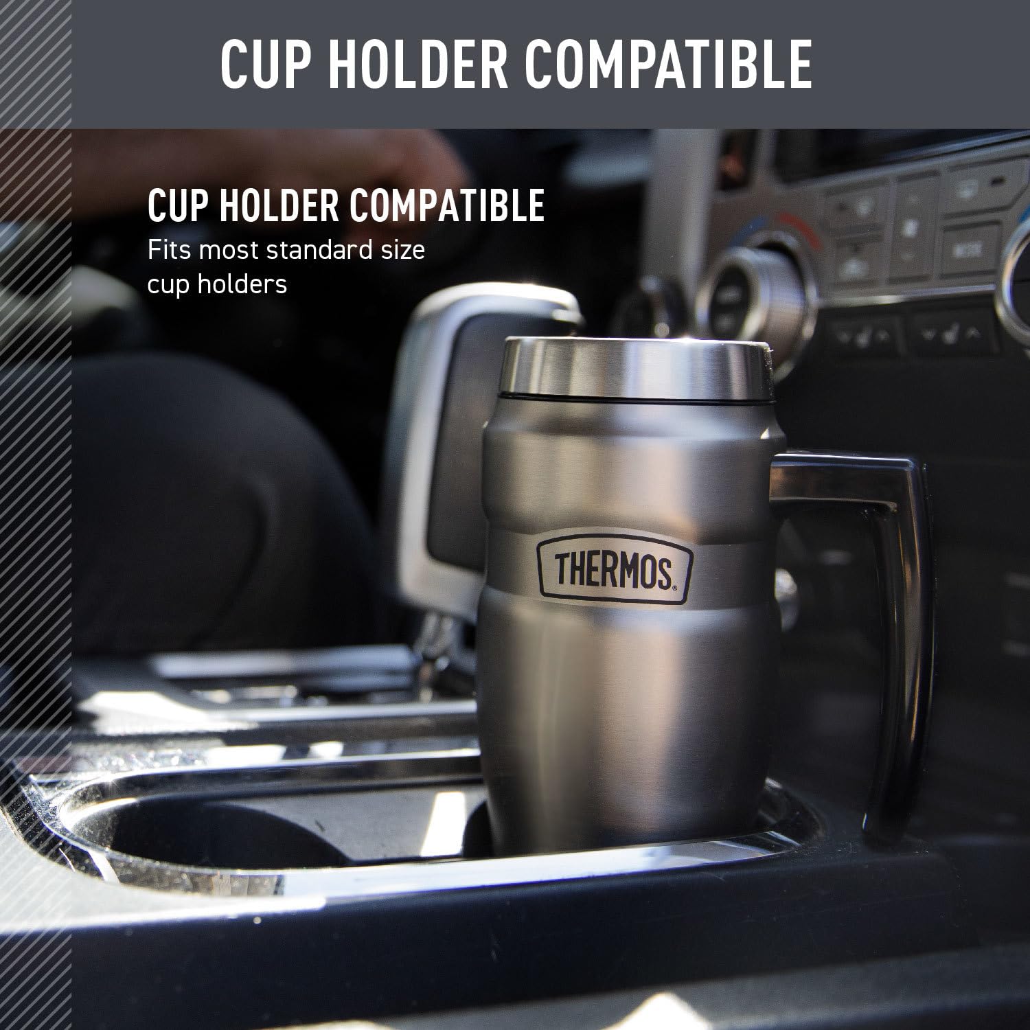 Thermos SK1000MSTRI4 Stainless King 16 Ounce Travel Mug with Handle, Matte Steel, Gray, SK1000MSTRI4, 24 oz