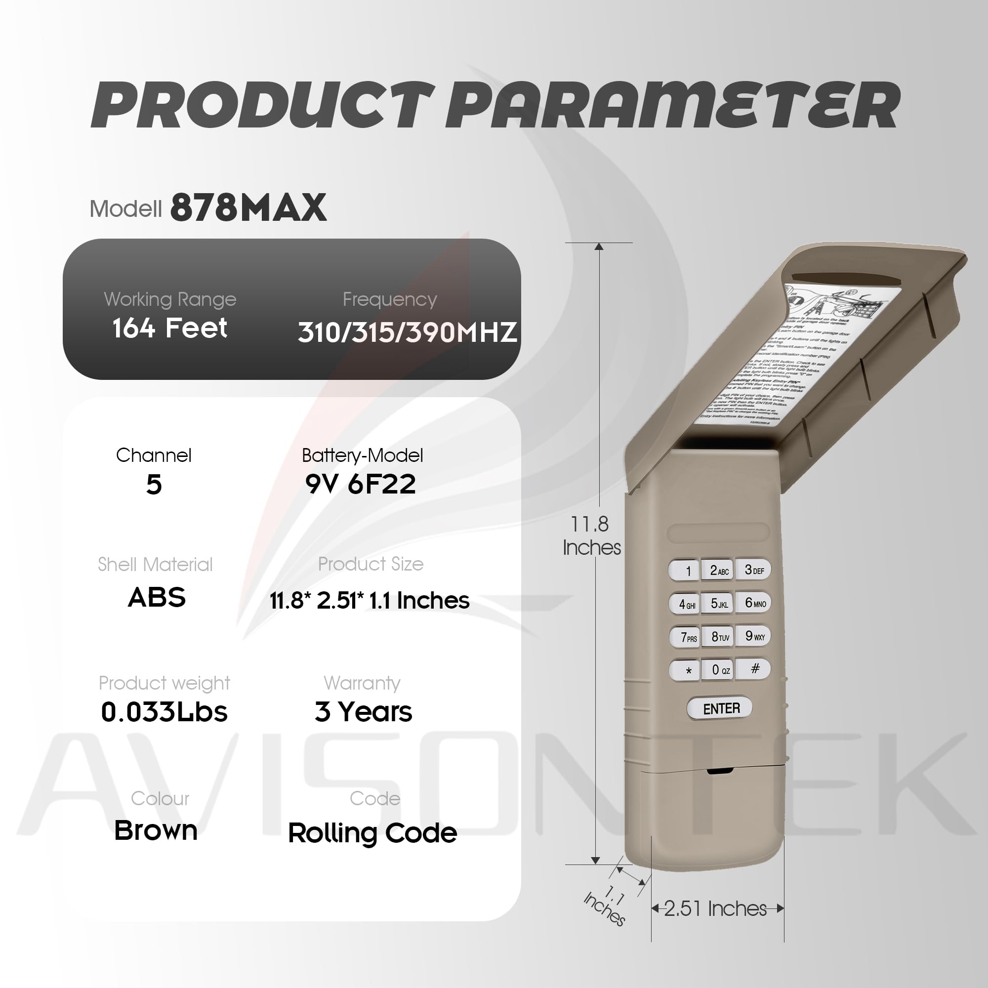878Max Universal LiftMaster Chamberlain Craftsman Garage Door Keypad【3 Year Warranty】