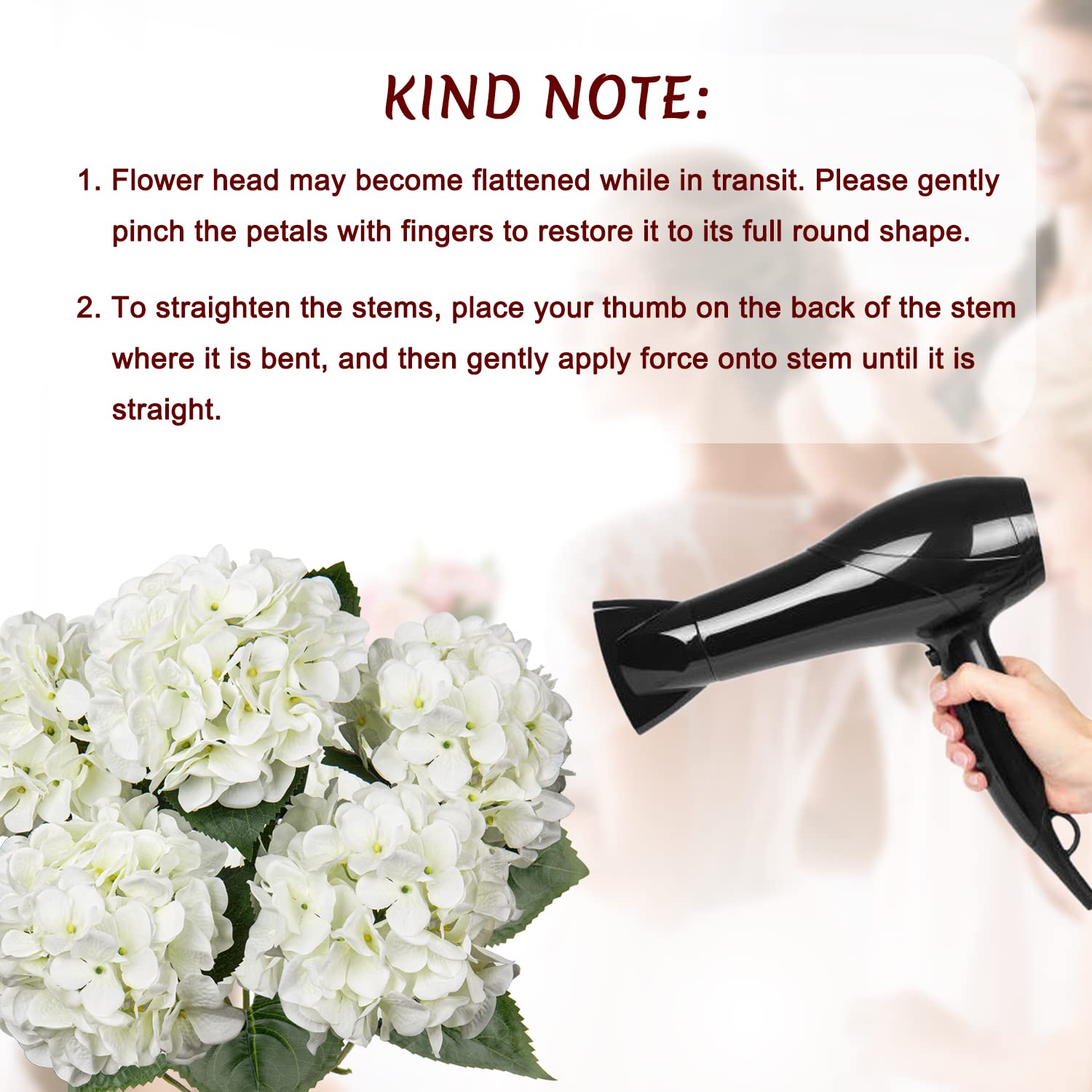 White Hydrangea Artificial Flowers Large Artificial Hydrangeas Silk Flower for Home Decor Indoor Wedding Flower Bouquets Faux Flowers Kitchen Centerpiece Table Decorations