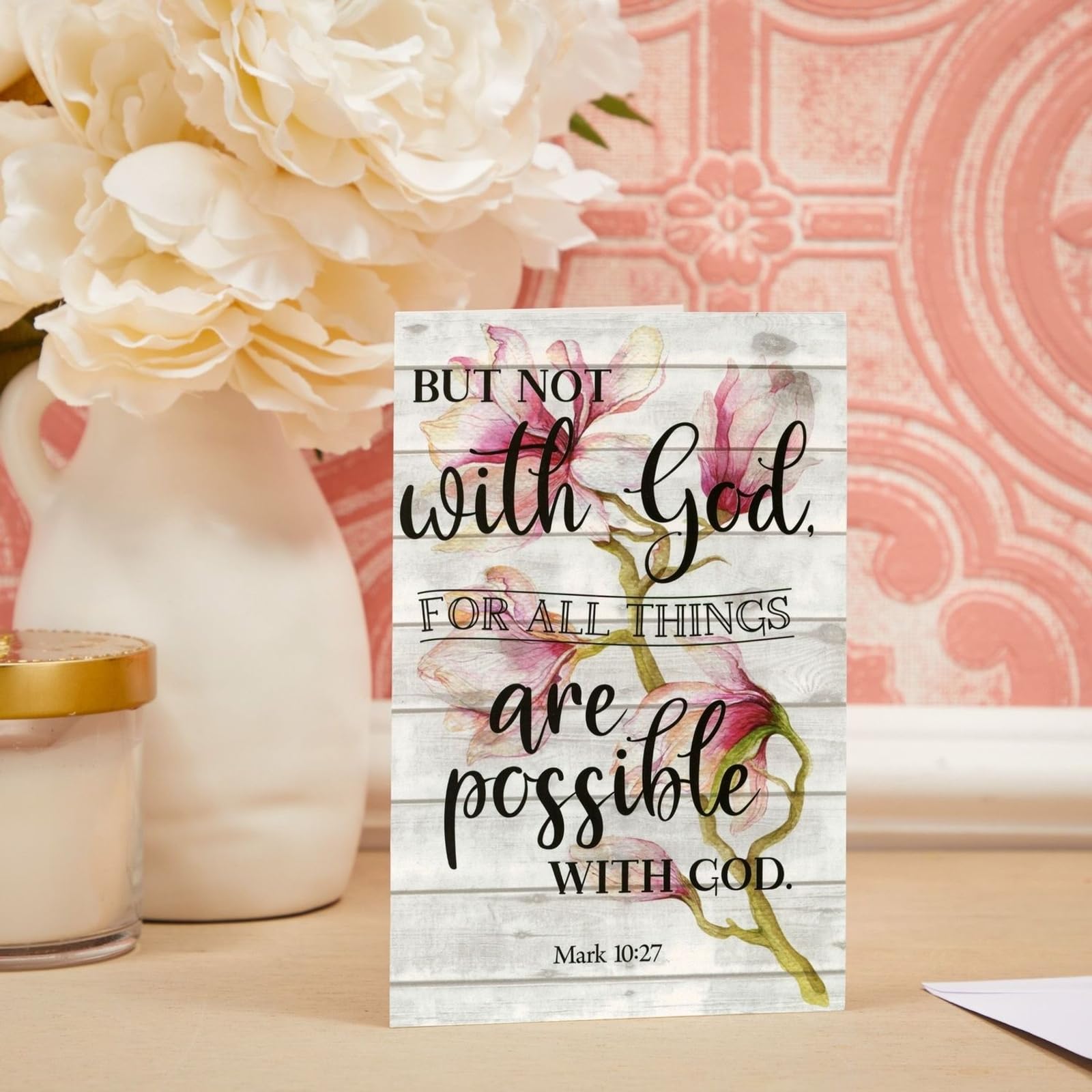 60 Pack Christian Inspirational Cards with Envelopes, Religious Encouragement Scripture, Bible Verses (6 Floral Designs, 4x6 In)