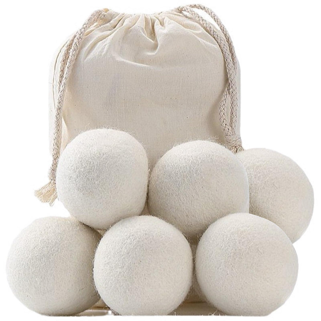Wool Dryer Balls 6-Pack - Organic New Zealand Wool, XL Handmade Fabric Softener, Reduces Drying Time and Wrinkles, Eco-Friendly Reusable Laundry Solution