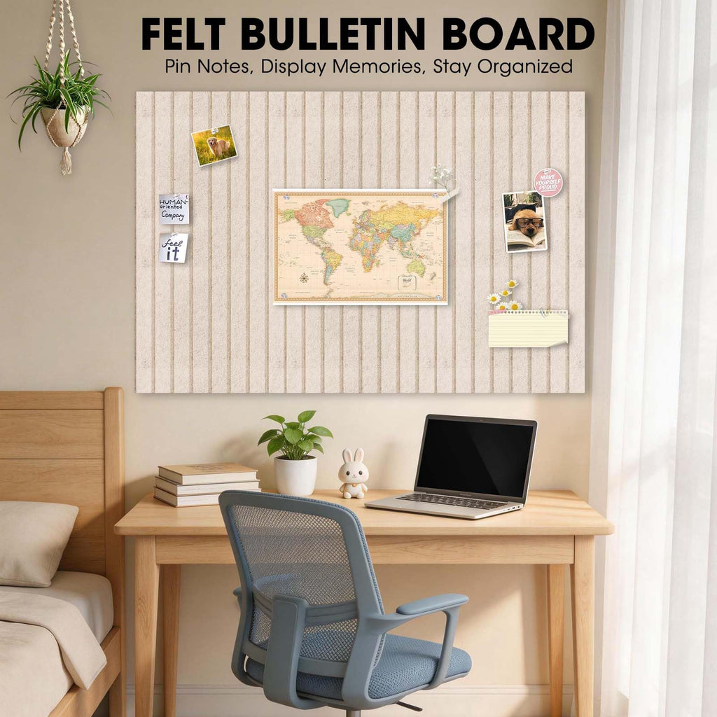 MQAAUP Large Cork Board for Walls 36" x 24", 6 Pack 12"X12"Felt Bulletin Board Tiles with 50 Adhesive Tabs, Cork Board Alternative for Office Decor, Push Pin Board Wall Organizer-Oatmeal