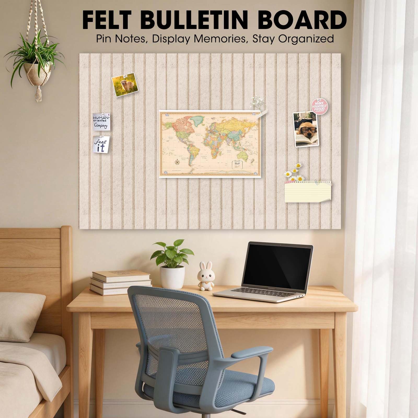 MQAAUP Large Cork Board for Walls 36" x 24", 6 Pack 12"X12"Felt Bulletin Board Tiles with 50 Adhesive Tabs, Cork Board Alternative for Office Decor, Push Pin Board Wall Organizer-Oatmeal