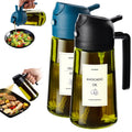 TrendPlain 470ml Olive Oil Dispenser Bottle for Kitchen Gadgets - 2 in 1 Dispenser and Sprayer - Olive Oil Spray Bottle w/Stickers (Light Blockage) - BPA Free - Black&Navy