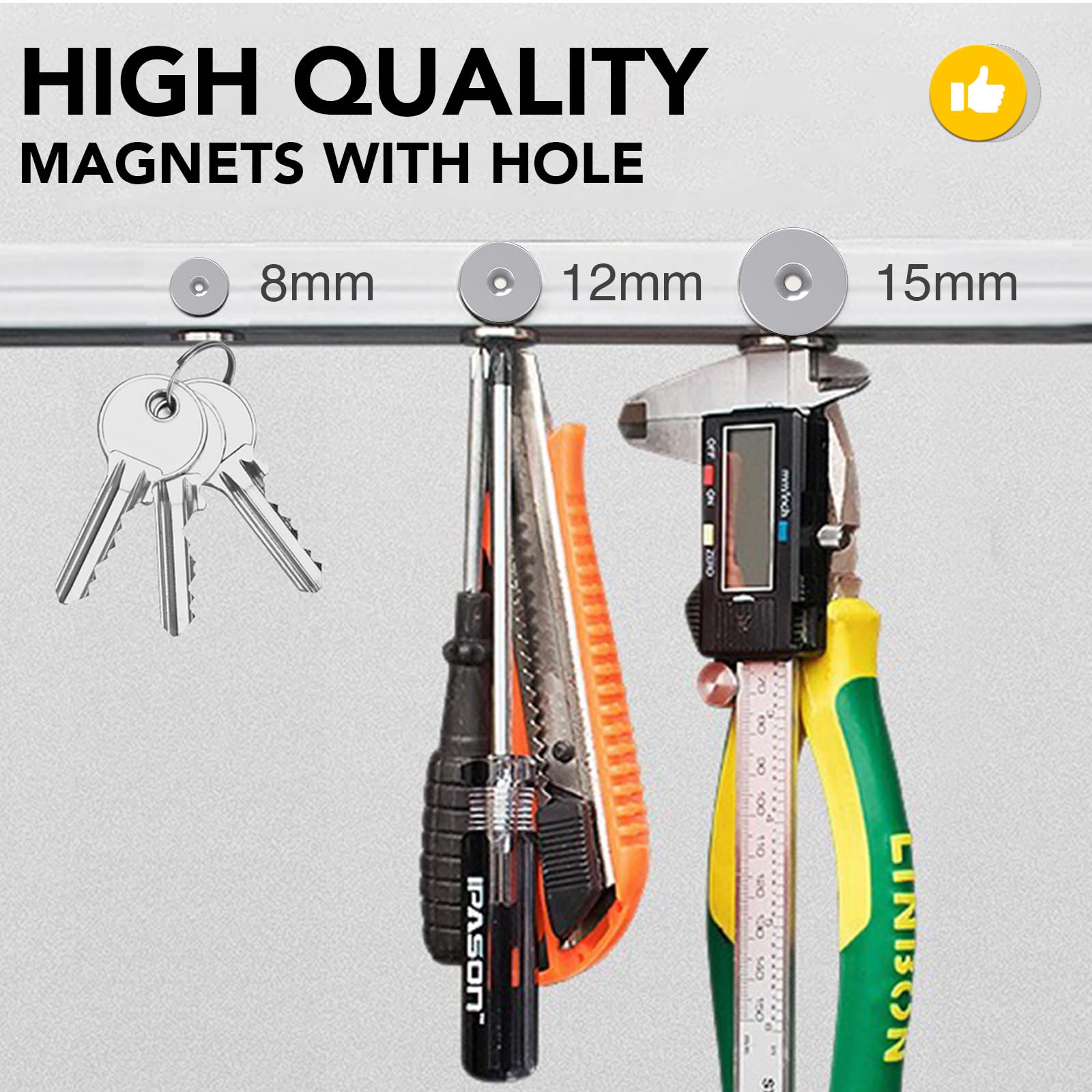 DIYMAG Disc Magnets, Rare Earth Magnets with Hole for Kitchen Cabinet, Tool Storage, Office and Crafts, Disc Button Magnet, 45 PCS