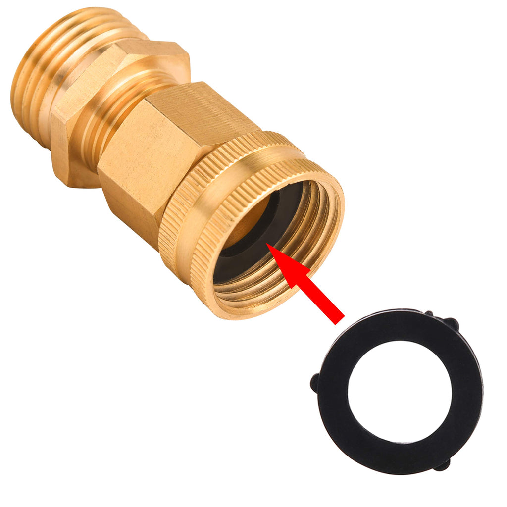 M MINGLE Garden Hose Adapter, 3/4 Inch GHT to 1/2 Inch NPT, Double Male and Female Brass Connector, with Extra 8 Washers