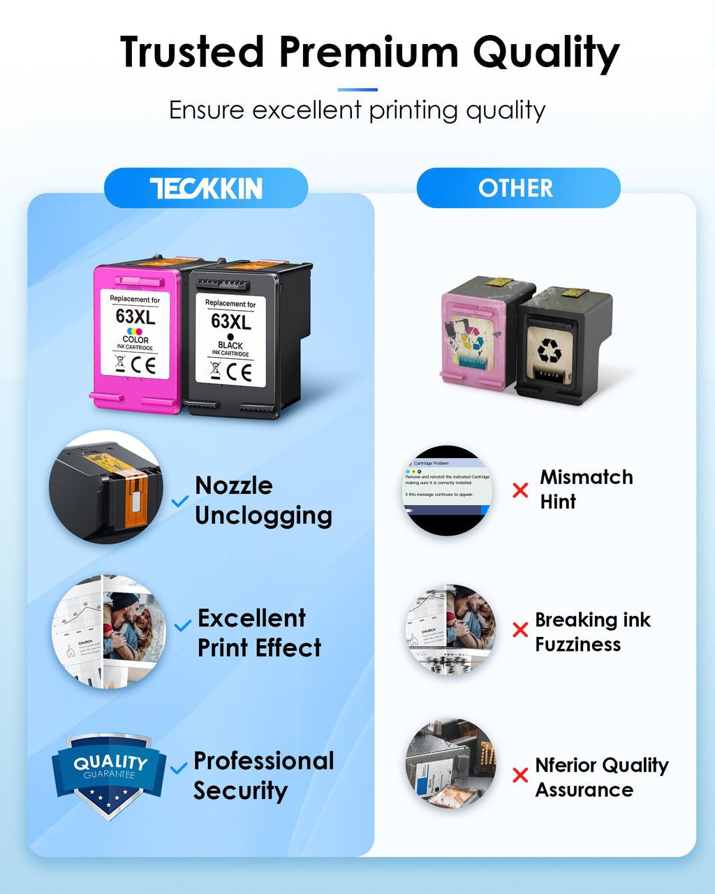 63XL Ink Cartridge Black and Colour Replacement Encre for HP 63 Ink Cartridges 63 XL Ink Cartridges Works for HP OfficeJet 3830 3833 3836 4650 5255; Envy 4516 4520 4522; DeskJet 3630 3632 (2 Pack)
