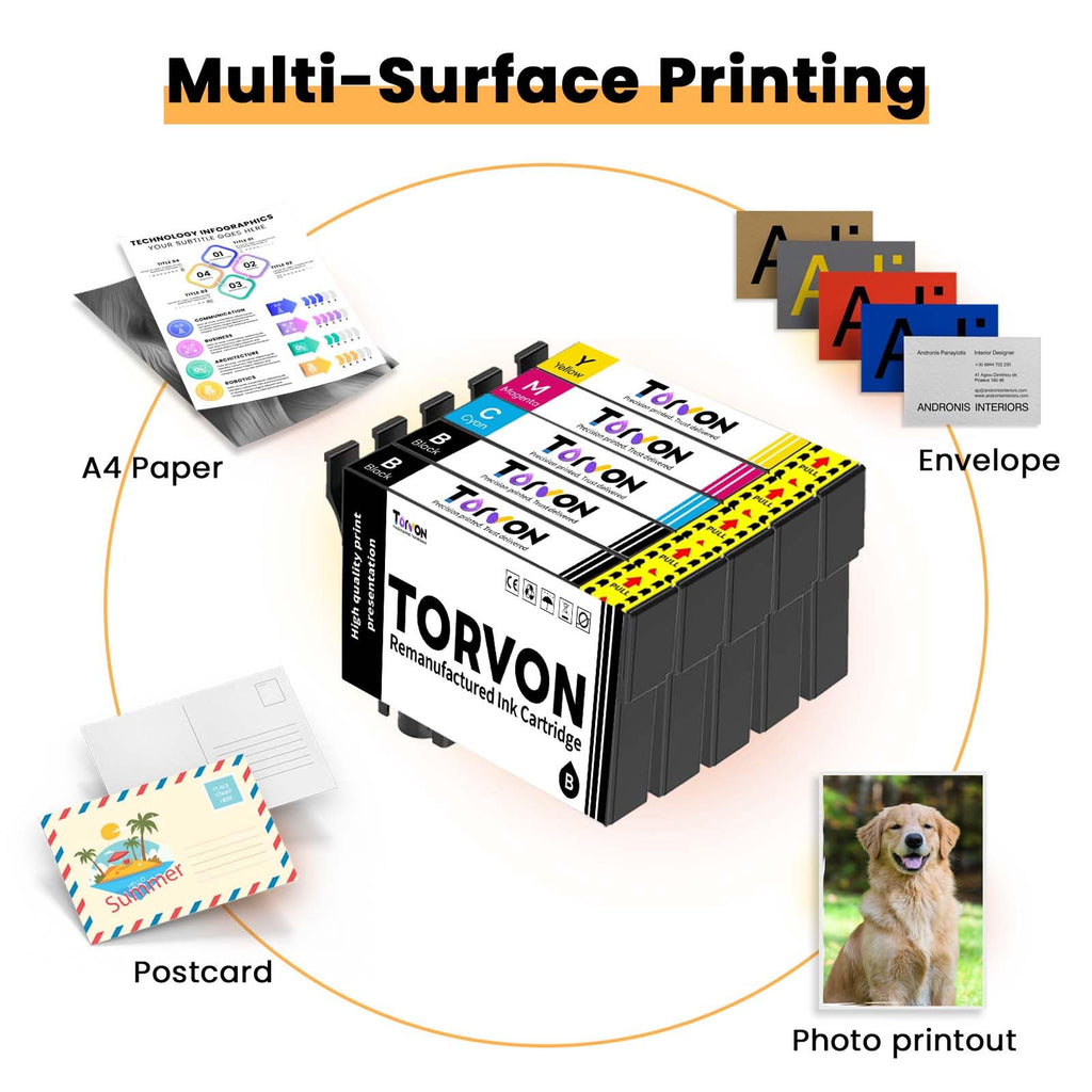 Torvon Remanufactured Ink Cartridge Replacement for 410xl 410 T410 T410XL Ink Cartridges 5 Pack High Capacity for Expression XP-530 XP-630 XP-640 XP-830 XP-7100 Printers