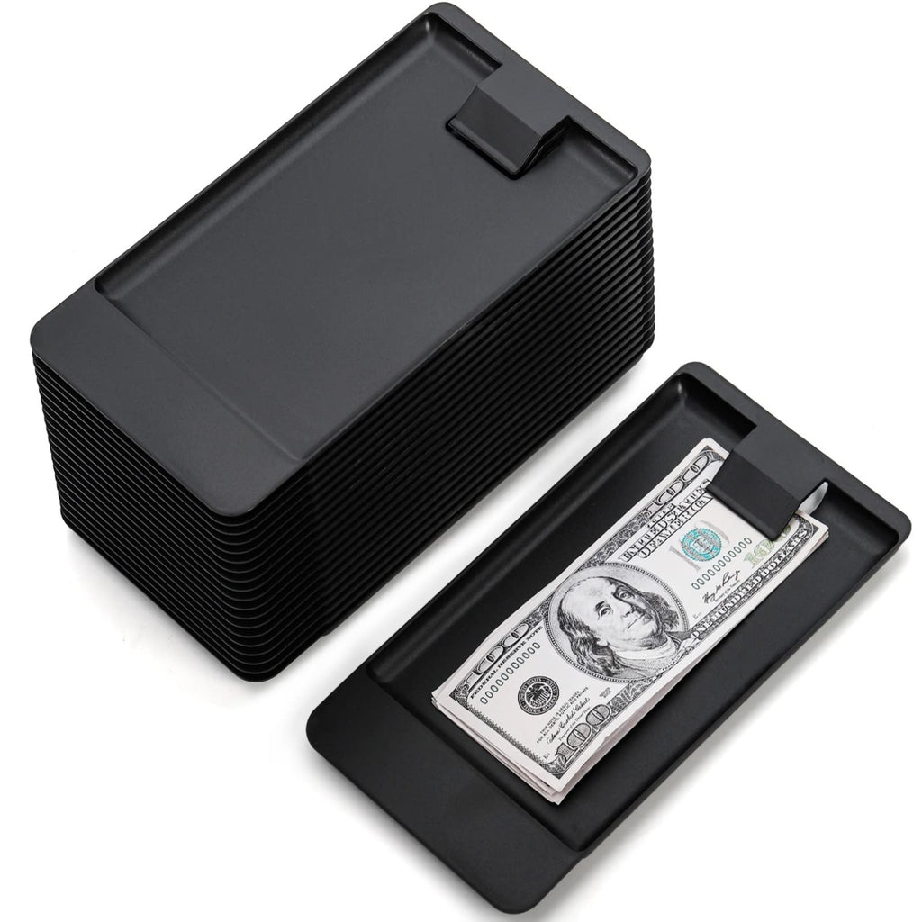 AVLA 20 Pack Restaurant Check Presenters, Guest Check Card Holder, Black Plastic Server Tip Trays for Bars, Hotels, Dining, Catering Business, Cash, Credit Cards, Bills, Waitress Tip Tray