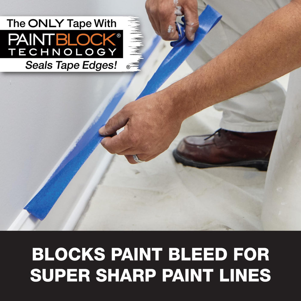 FrogTape ProGrade Blue Painters Tape with PAINTBLOCK, 2 Inch Wide (1.88 in. x 60 Yds), Medium Adhesion, Blue, 3 Rolls (104957)