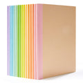 feela 16 Pack Composition Notebook Bulk, Kraft Cover Lined Blank College Ruled Travel Journals with Pastel Color Spine for Women Students Office, 60 Pages, 8.3”x 5.5”, A5, 8 Pastel Colors