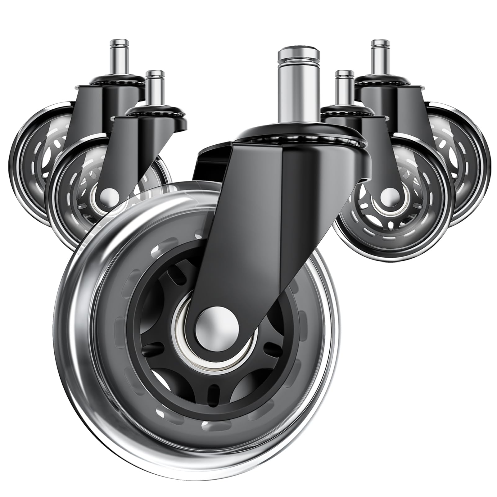 ASHGOOB Office Chair Wheels, Set of 5 Caster Wheels Office Accessories, 3 Inch Heavy Duty Casters for Chairs to Replace Office Chair Mats, Smooth & Quiet Universal Fit for Most Chairs(5 Pack)