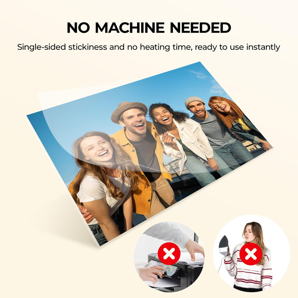 HTVRONT Self Adhesive Laminating Sheets-50 Sheets 9 X 12 Inches, No Machine Needed Clear Laminating Sheets