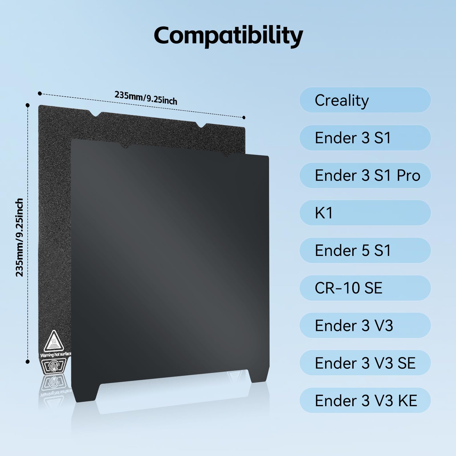 UniTak3D Ender 3V3 SE Double Sided PEI Build Plate 235 * 235mm,Smooth+Textured Heated Bed,Ender 3V3 KE Flexible Spring Bed Plate for Creality K1/K1C,Ender 3/3 Pro,Ender 3V2,Ender 3V2 Neo 3D Printer
