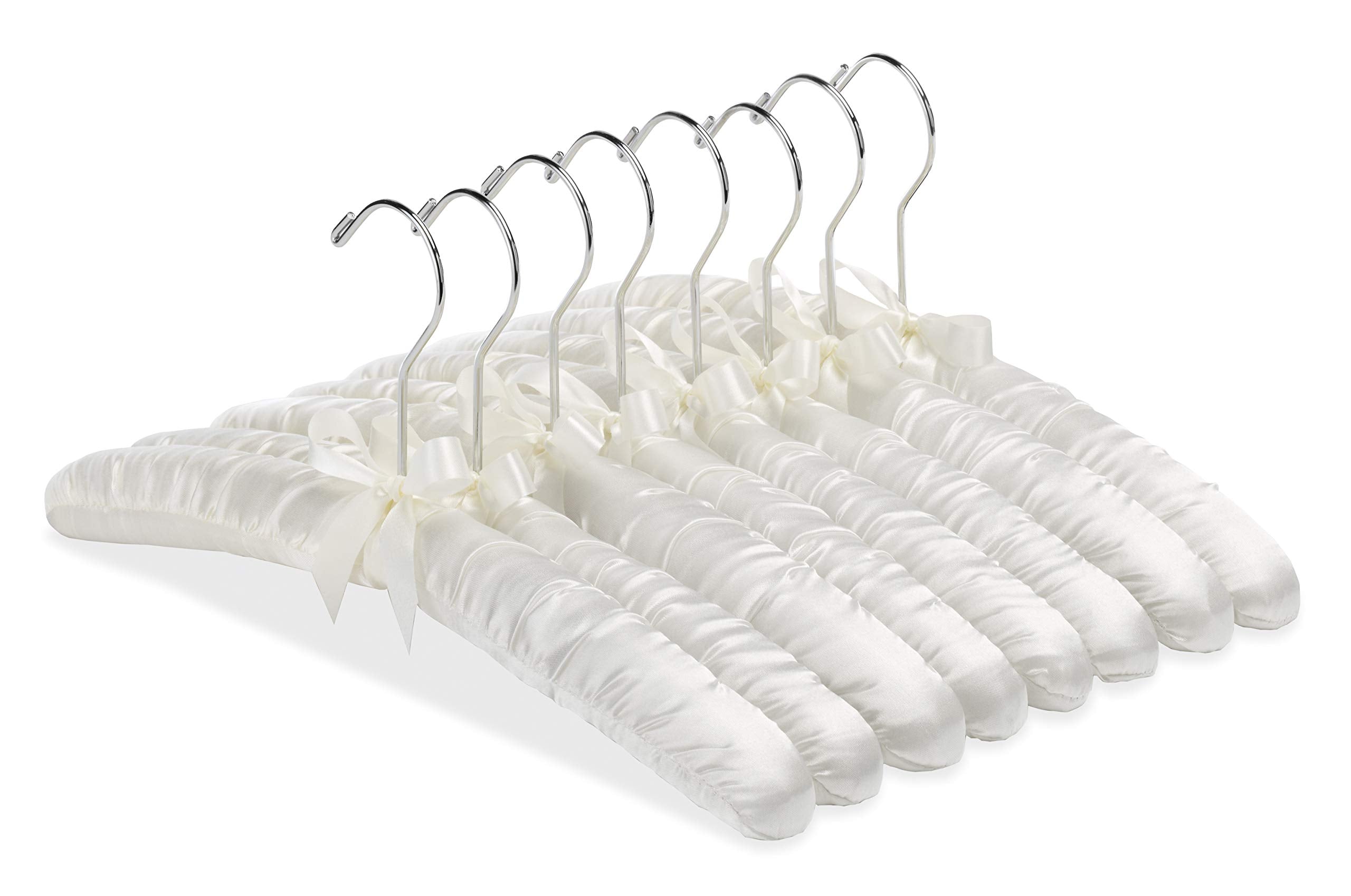 Whitmor 6114-48-C Satin and Brass Collection Set of 8 Satin Padded Hangers, Bone