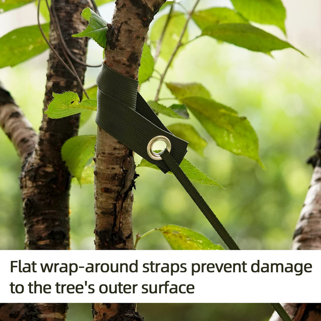 Shitailu Professional Tree Stake Kits for 2 Trees- 6pcs 15.7 Inch Tree Straps + 65.6 Feet Strong Rope for Plant Fix Straight Healthy Growth,Green