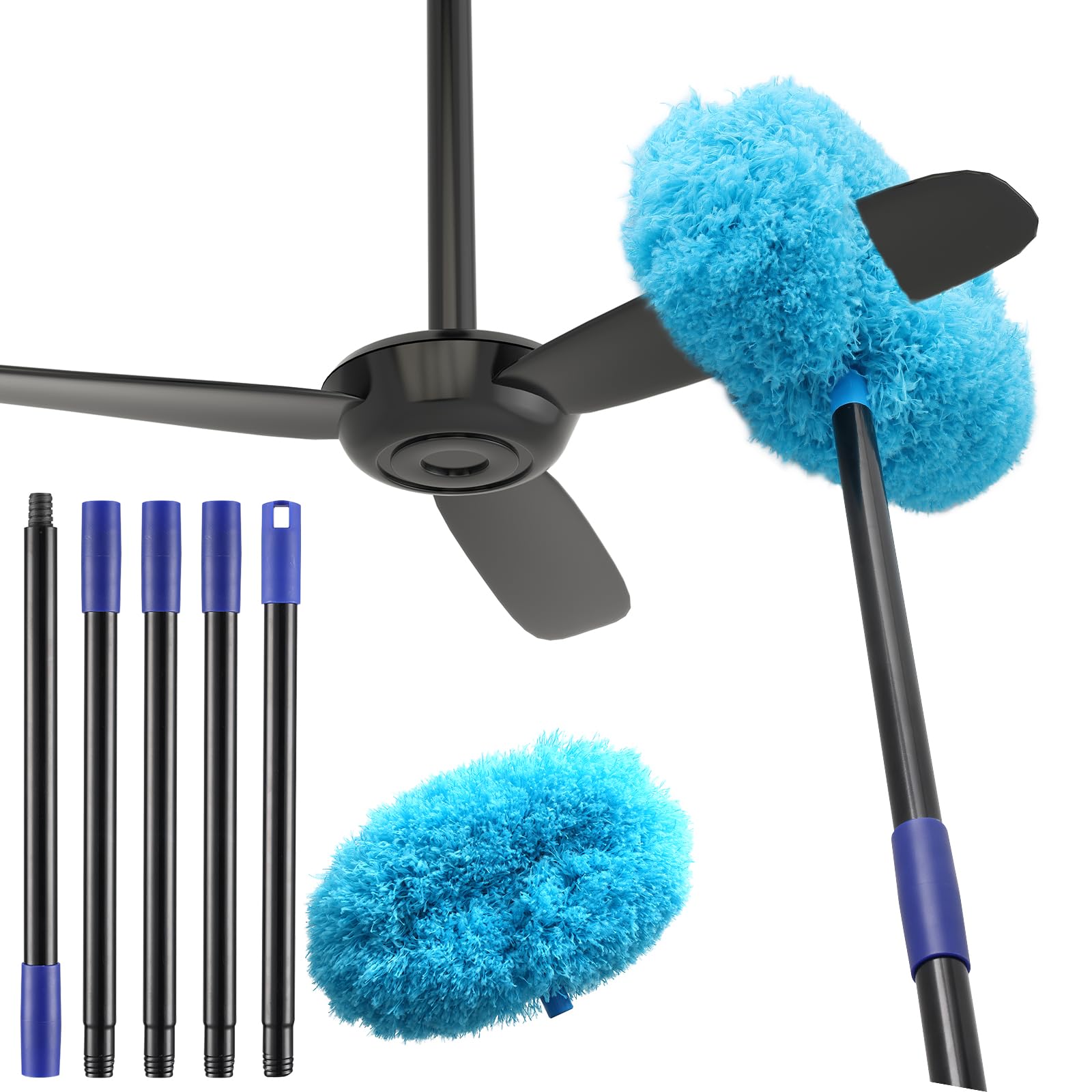 7 Ft Ceiling Fan Cleaner Duster With Long Pole for High Ceilings - Washable and Reusable for Furniture and Blinds