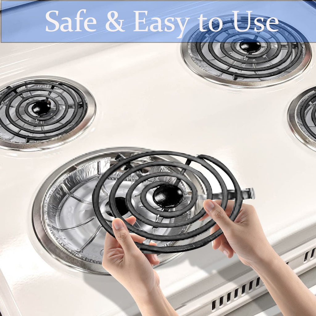Yesland 100 Pack Stove Burner Covers, Disposable Round Burner Bibs for Electric and Gas Range Stoves, Aluminum Foil Stove Bib Liners for Keeping Stove Clean from Oil & Food Drips(6 & 8 Inches)