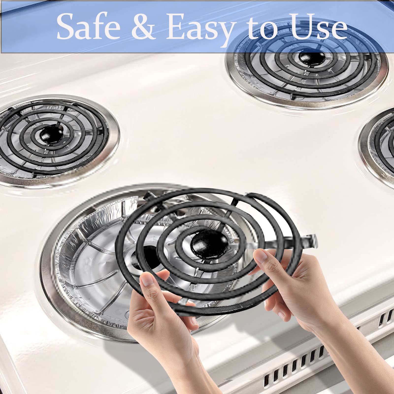Yesland 100 Pack Stove Burner Covers, Disposable Round Burner Bibs for Electric and Gas Range Stoves, Aluminum Foil Stove Bib Liners for Keeping Stove Clean from Oil & Food Drips(6 & 8 Inches)
