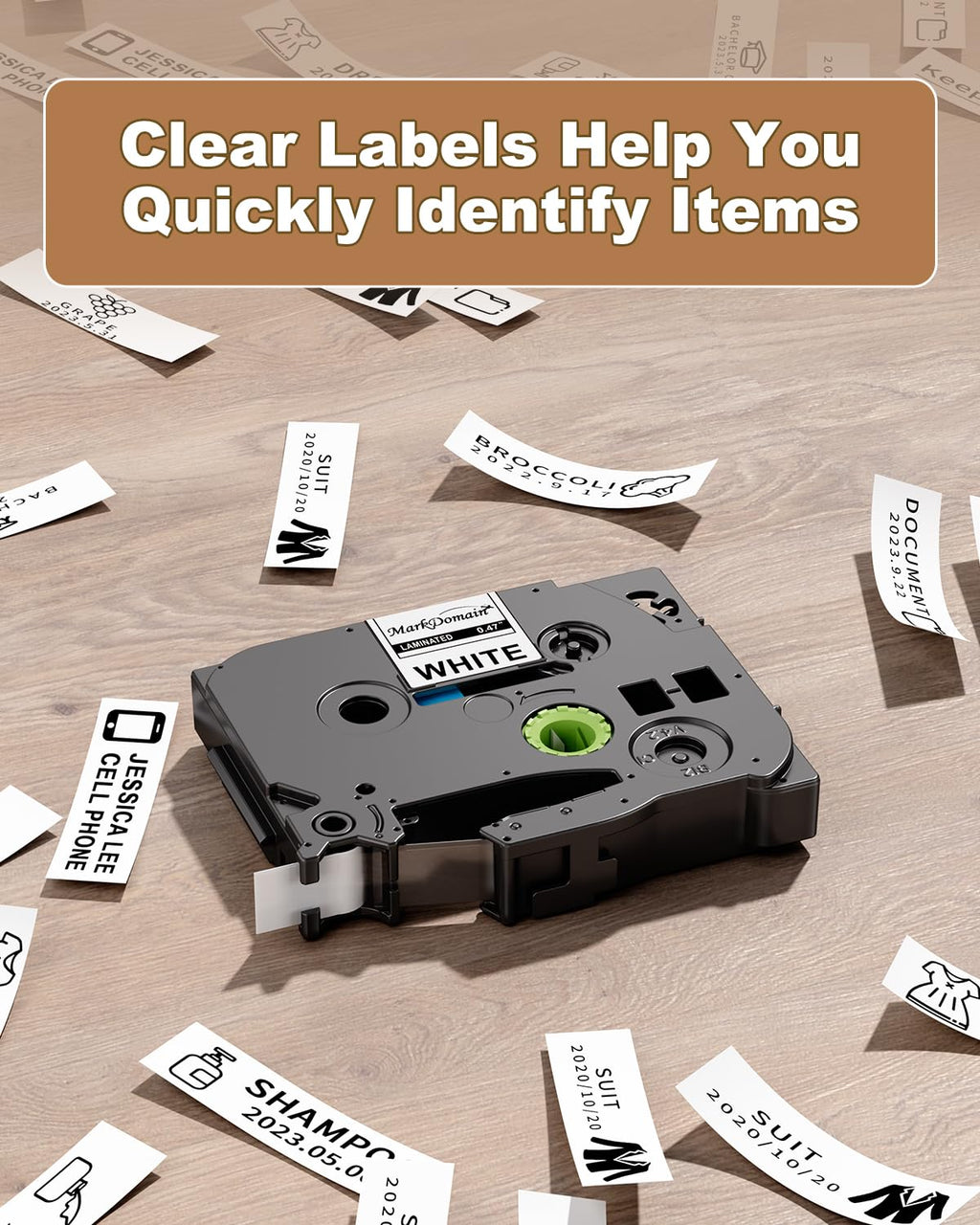 TZe-231 Laminated White Replacement for Brother Label Maker Tape 12mm P Touch TZe TZ Tape 0.47 Inch 12mm for PTH100 PTH110 PTD200 PTD210 PTD400AD PTD600 PT-1290, 5-Pack