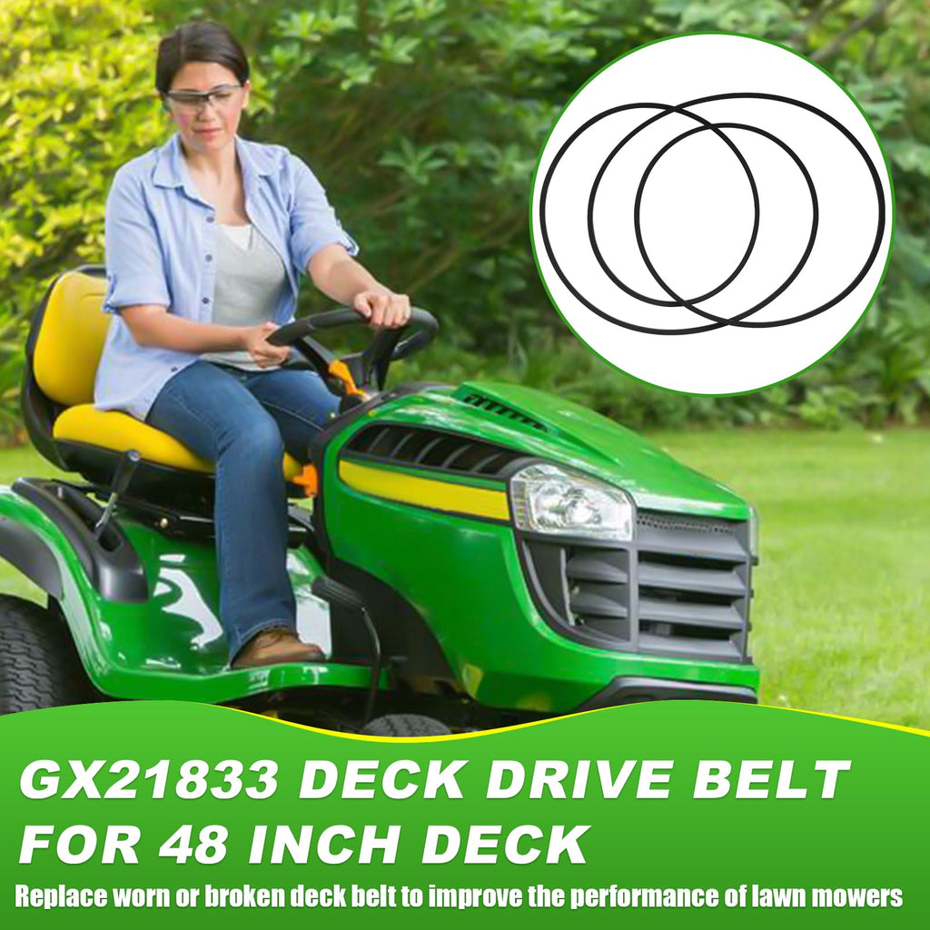 Upgraded GX21833 Deck Drive Belt Replacement Compatible with John Deere L120 L130 145 D140 LA145 LA130 D150 D160 LA165 LA155 X165 48-Inch Deck GX20571 Fit Stens 265-238
