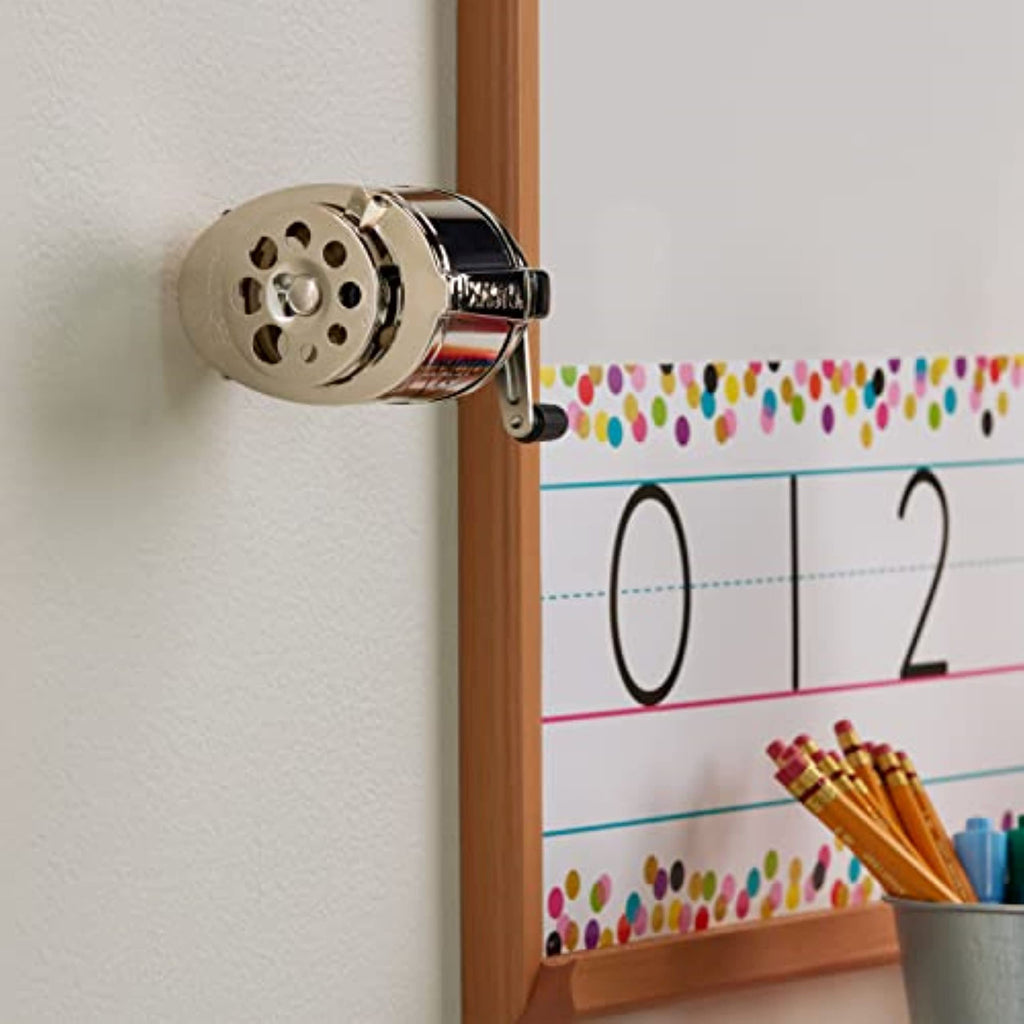 X-ACTO KS Manual Pencil Sharpener, Wall Mountable Metal Pencil Sharpener, Adjustable for 8 Pencil Sizes, Stainless Steel