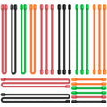 24 Pcs Twist Ties, SENHAI 18" 12" 3" & 6" Silicone Cable Ties Reusable Rubber Straps Holder for Cord Management Cording Hanging - Black, Green, Orange, Red
