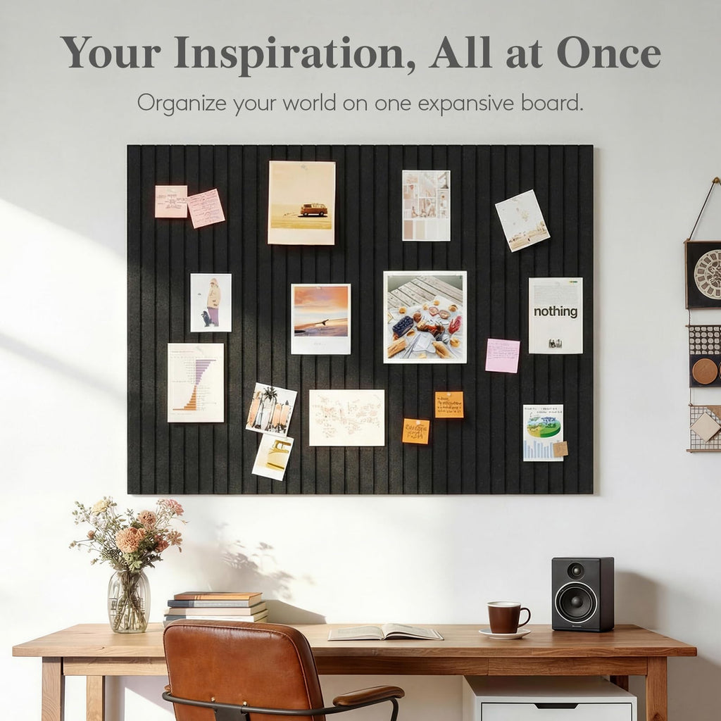 Lifewit 36"x 24" Felt Bulletin Board with Self-Adhesive, 6 Pack Cork Board Alternative for Walls, Large Pin Board Vision Board Message Board with 30 Pushpins for Office Decor, Beige Stripe