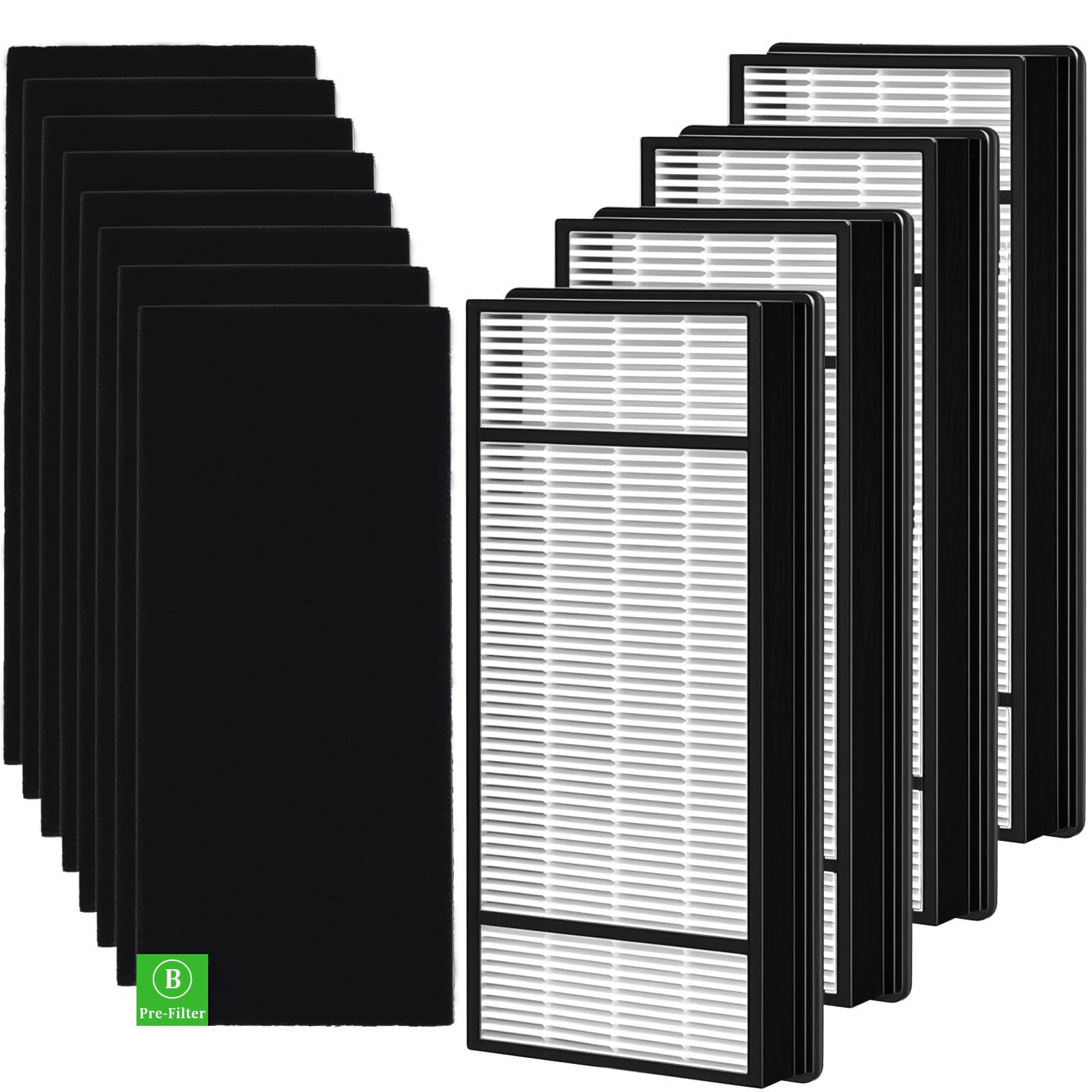 4 HEPA Replacement Filter H and 8 Carbon Pre Filter B Compatible with Honeywell Air Purifiers HRF-H1 HRF-H2 HRF-B2C, Compatible with Honeywell HPA050, HPA060, HPA150, HPA160, HHT055, HHT155 Series