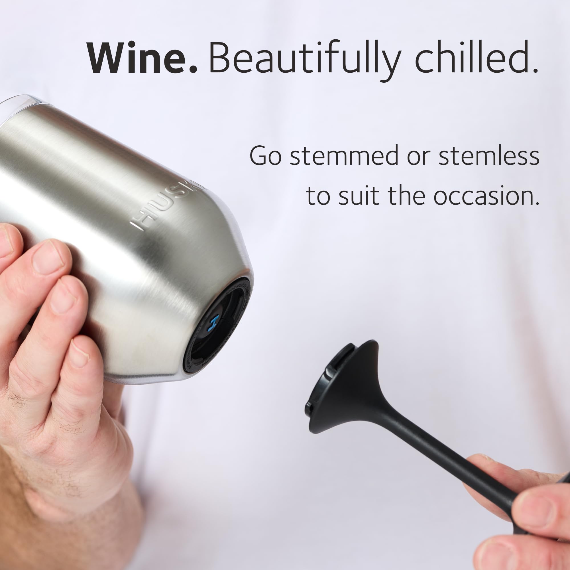 Huski Wine Tumbler 2.0 | New | Award-Winning Design with Detachable Stem | Premium Stainless Steel Wine Glass with Lid | Triple Insulated Tumbler | 355ml Capacity | Great Gift (Powder Pink)