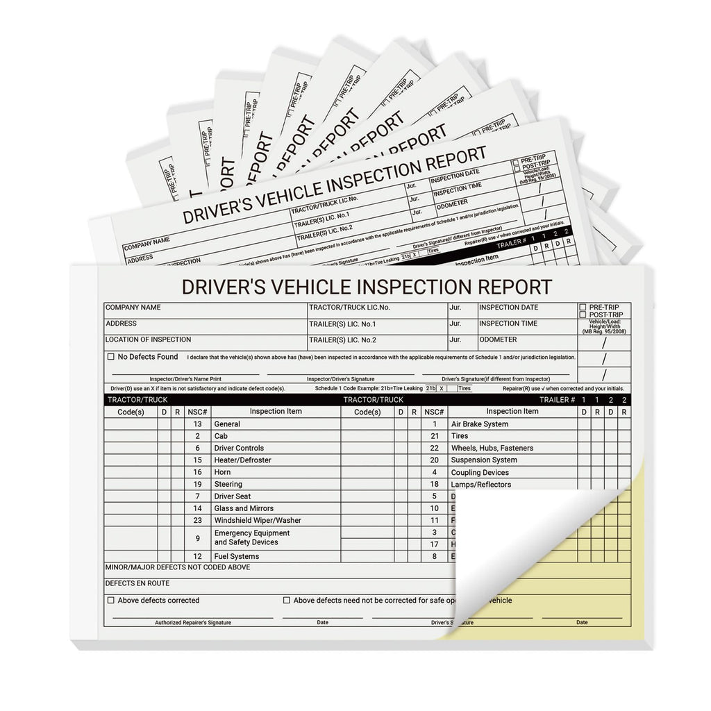 suituts 12 Pack Canadian Driver’s Vehicle Inspection Report Book/Forms, 2 Part Carbonless, 5.5 x 8.5 Inch Daily Pre-Trip Checklist Log for Truck Drivers (31 Sets Each Pack)