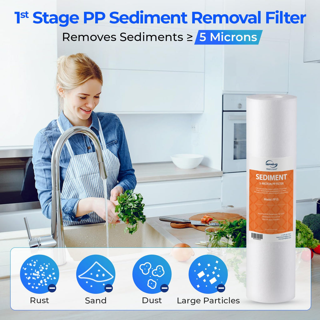 iSpring F3 6-Month Prefilter Replacement Supply Filter Cartridge Pack Set for Standard Reverse Osmosis RO Systems, F3, White