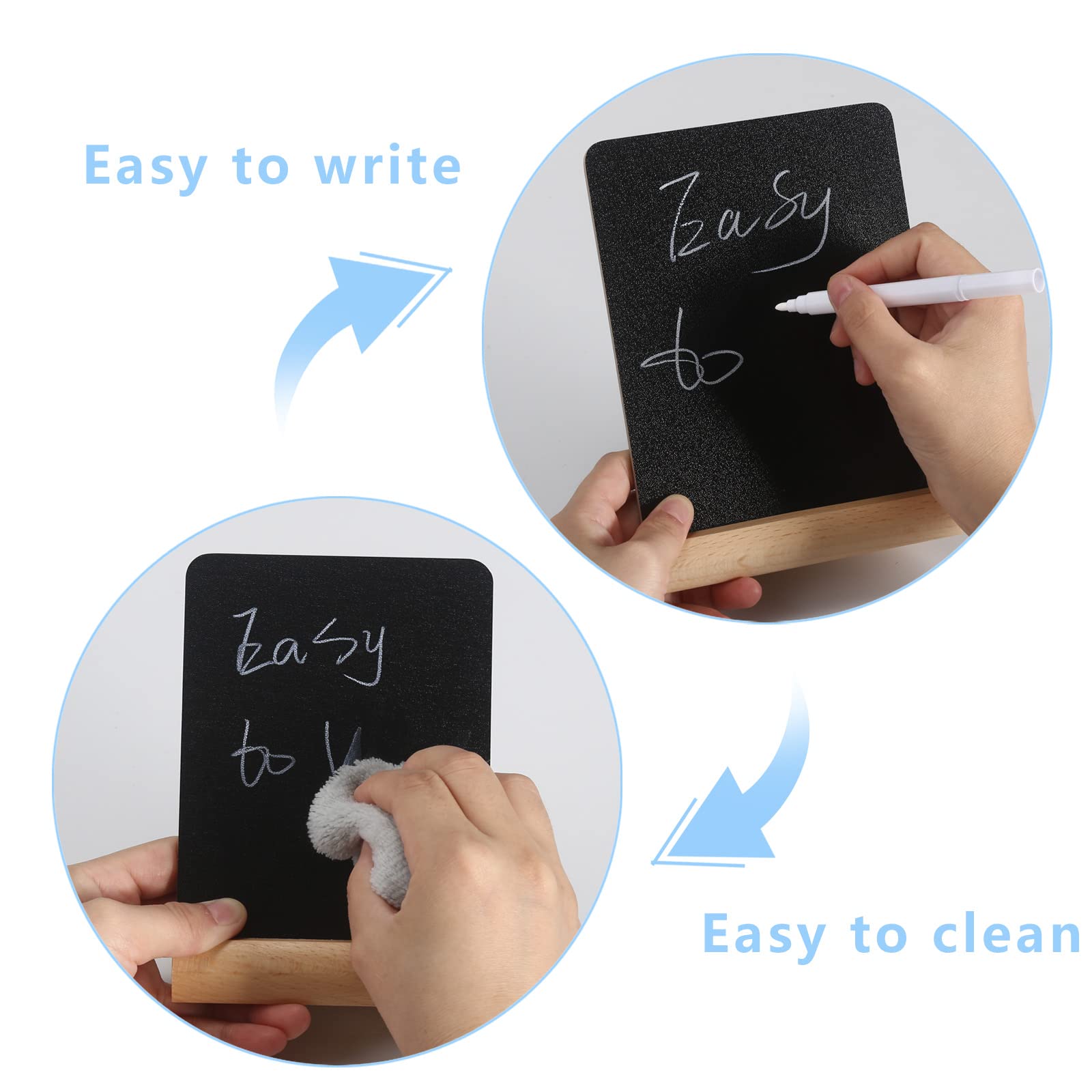 DOCMON Chalk Board, 6x8 Inch Pack of 6 Mini Chalkboard Signs with Stand for Food, Chalkboard Signs Tabletop for Buffet, Parties, Message Boards, Table Numbers