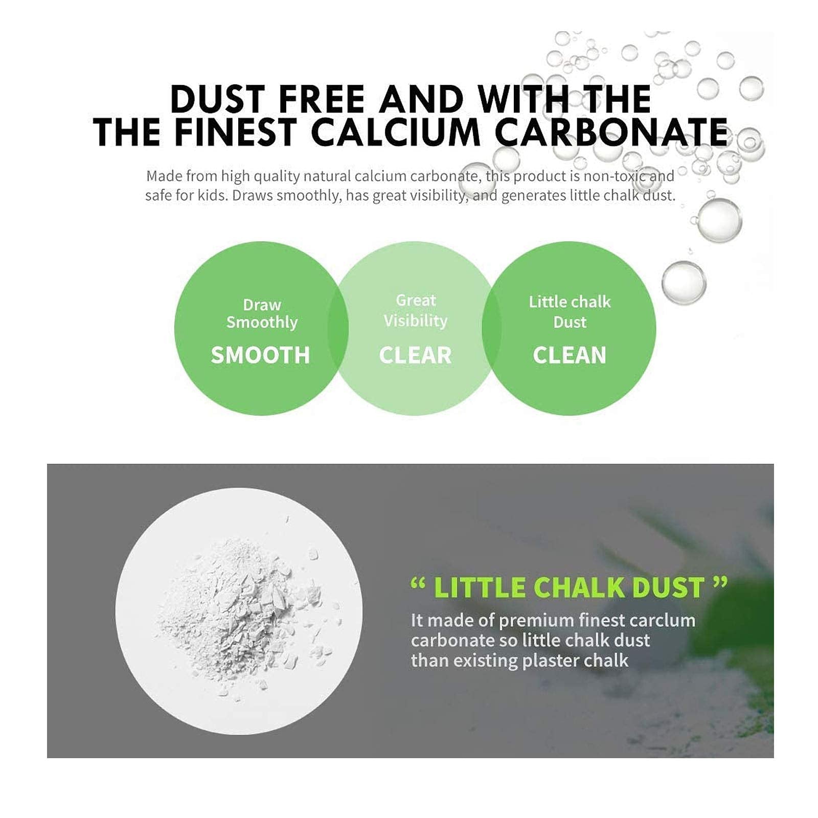 Hagoromo Fulltouch WHITE Chalk 72pcs Dust Free with Finest Calcium Carbonate