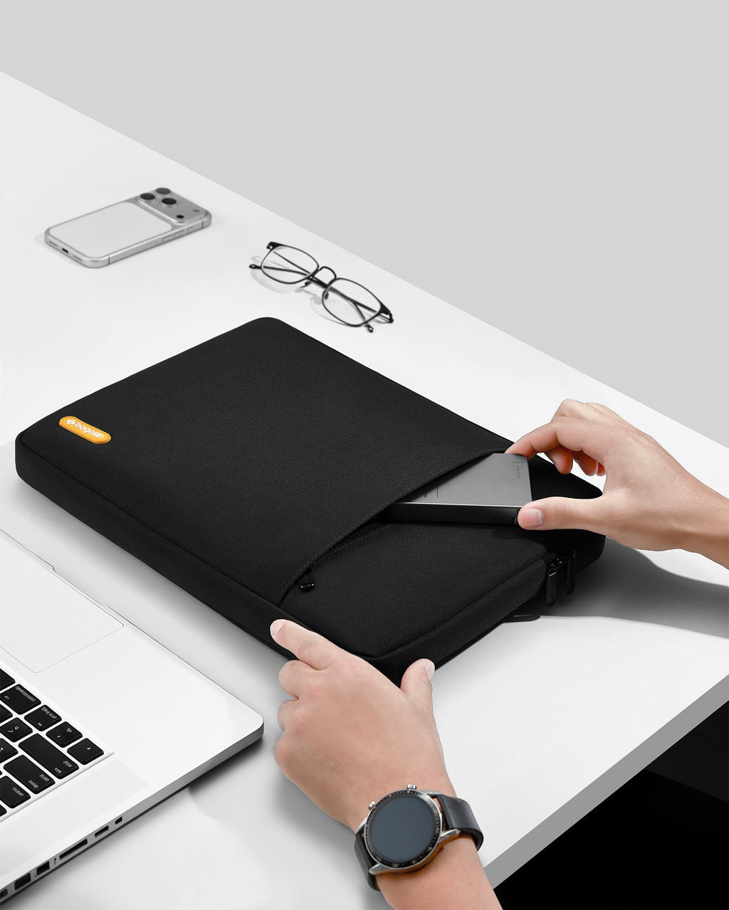 bagasin Laptop Sleeve Case, 15 15.6 16 inch Laptop Sleeve with Accessory Pocket, Water & Dirt Resistant with Corner and Edge Protection, Laptop Bag Compatible with MacBook, HP, Dell, Lenovo, Asus