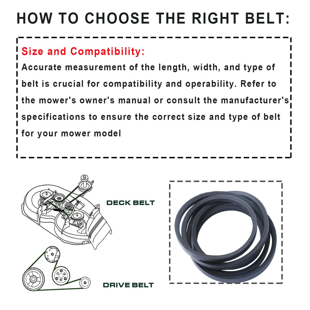 144959 Belt Compatible with Craftsman LT1000 LT2000 LT3000 42'' Lawn Mower,1/2'' X 95'' Premium Belt Lawn Mower Parts,Replace 130801 24690 160855 144959 144959D AYP Sears Roper Poulan Pro