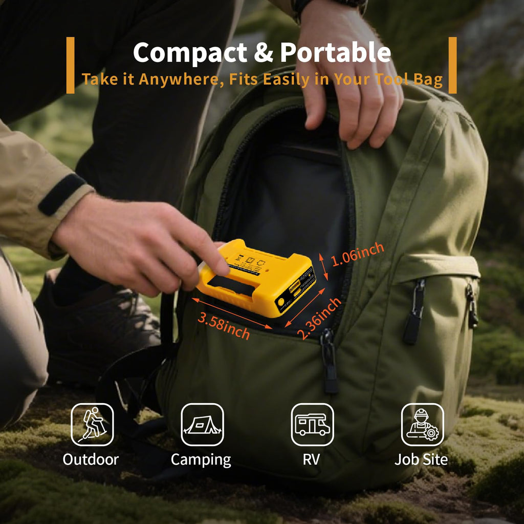 HOYOA 2 Pack USB Charger Adapter Compatible with Dewalt 20V Battery, Battery Adapter with USB-C Charging & USB-A Port, Power Connector Adapter (Adapter Only)