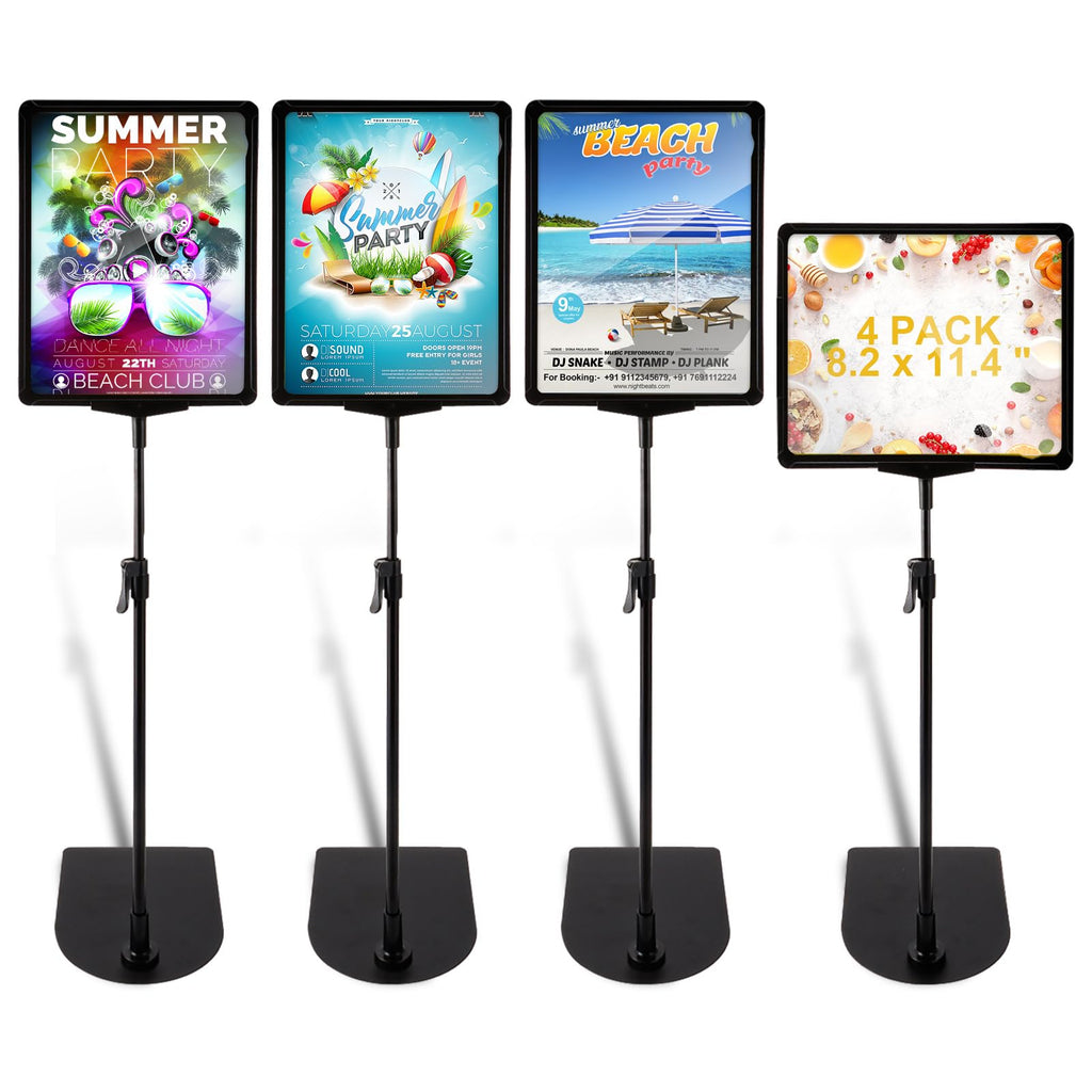 JMIATRY 4 Packs Sign Stand Sign Holder 8.5 x 11 Inch Poster Sign Stand 360° Rotation Banner Stand Floor Standing Welcome Sign Stand for Commerical Directional Use, Vertical and Horizontal View