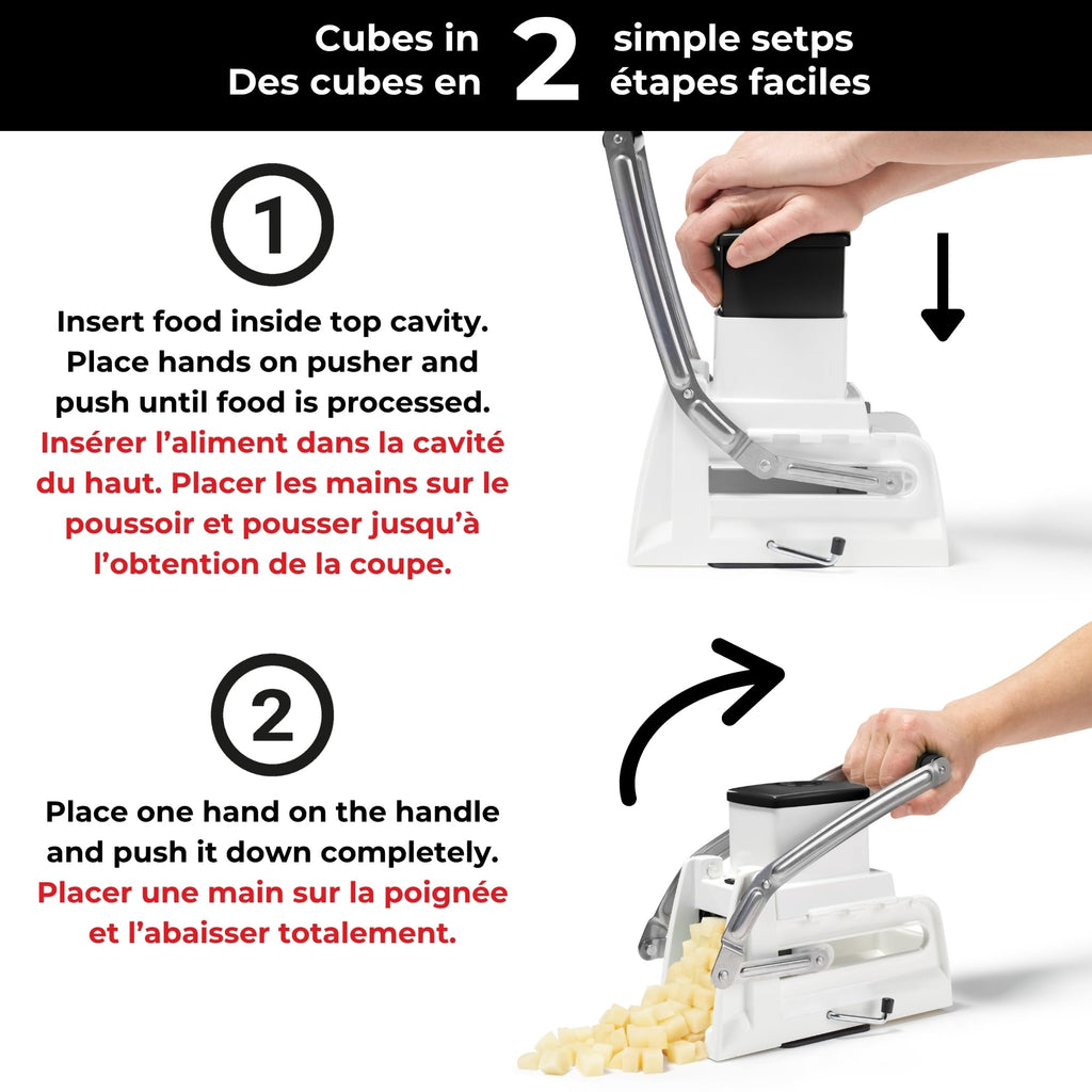 Starfrit Pro Fry Cutter & Cuber - 3-in-1 - Homemade French Fries - Slices, Dices, Cubes Potatoes & Vegetables