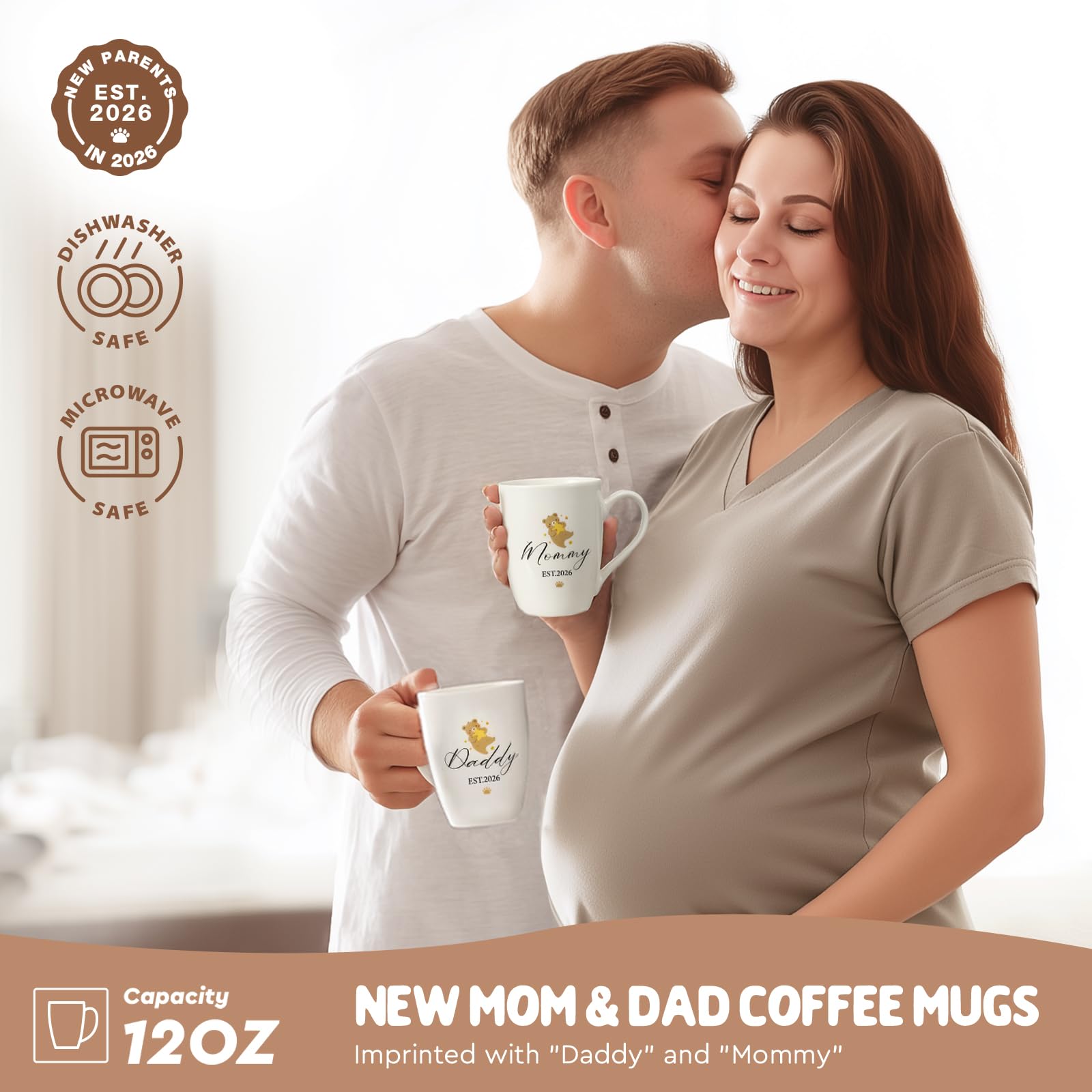 AW BRIDAL New Mom Gifts for Women 2026, New Parents Gift for Couples, Baby Gift Basket for Boys Girls Baby Shower, Gender Reveal Gifts with Mom and Dad Coffee Mugs for Parents to Be, First Time Moms