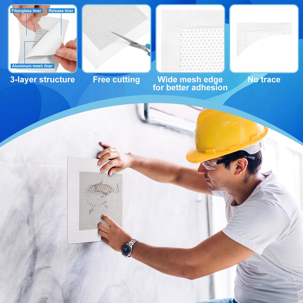 Drywall Repair Kit, Drywall Patch Repair Kit with 8.8OZ White Repair Putty, Scraper Sandpapers Gloves for Heavy Duty Plaster Wall Repair, Easy to Fill Holes in Home Wall & Quick Repair Crack
